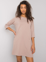 Dark beige dress with pockets Ellidy RUE PARIS.