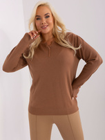 Hurt Camelowy damski sweter plus size z wiskozą 