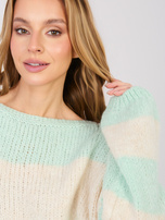Pastelowy miętowy sweter oversize z wełną 