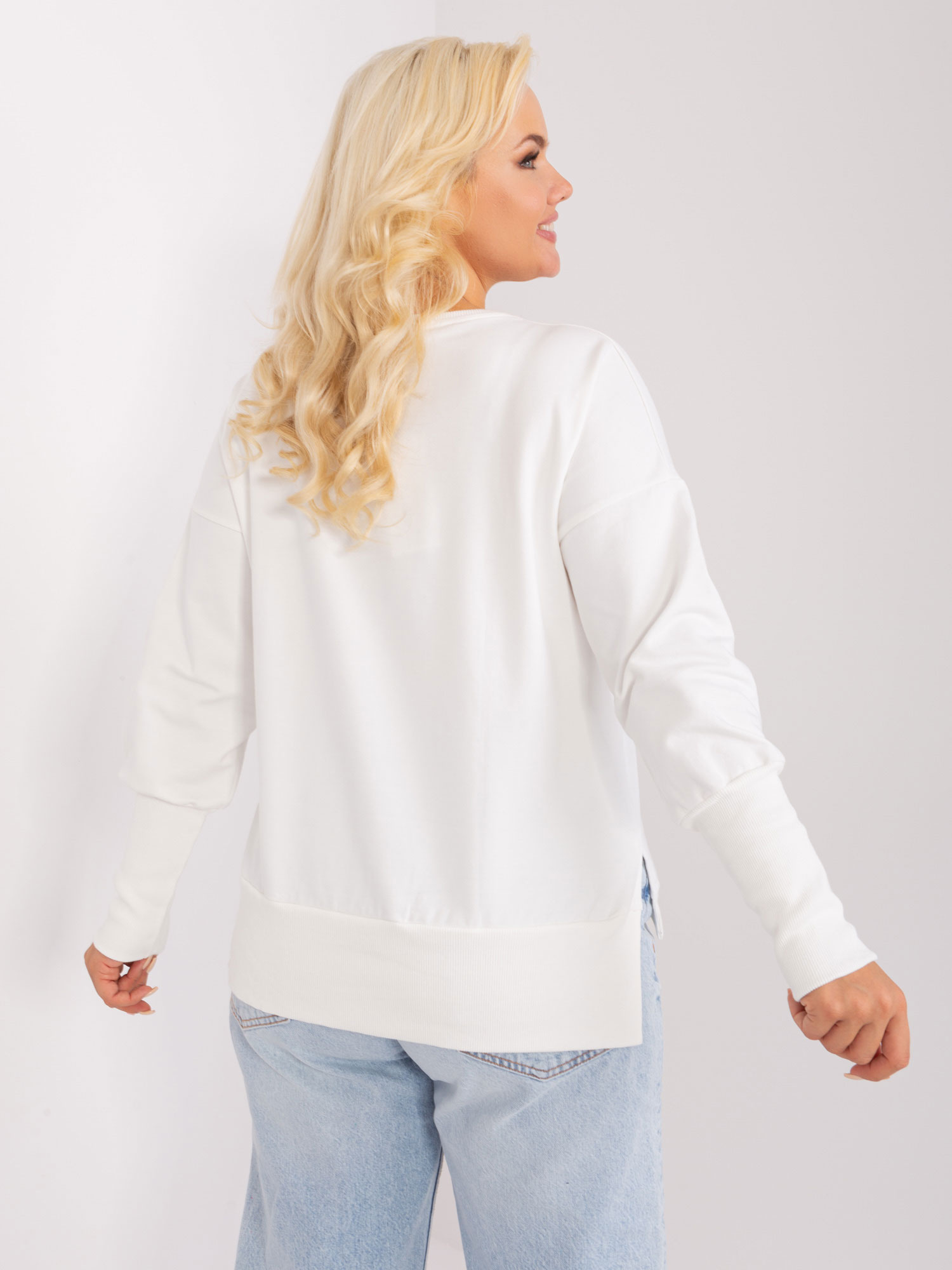 Ecru bawełniana damska bluzka plus size