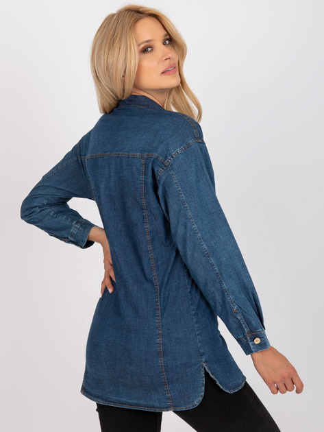 Niebieska koszula jeansowa z kieszeniami RUE PARIS