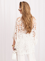 Ecru ażurowy sweter oversize z bawełny 