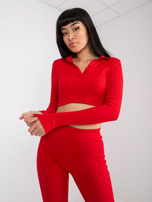 Czerwona krótka bluzka w prążek Flores RUE PARIS