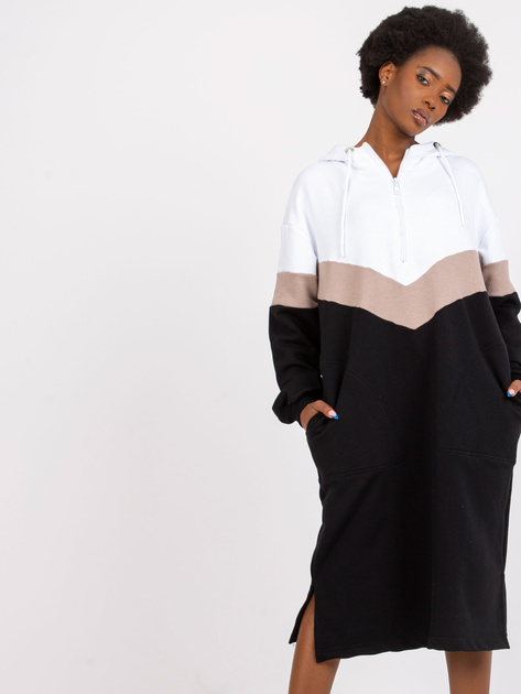 Biało-czarna sukienka dresowa z kapturem Irem RUE PARIS