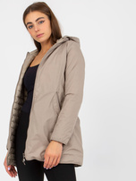 Hurt Ciemnobeżowa dwustronna kurtka przejściowa z pikowaniem