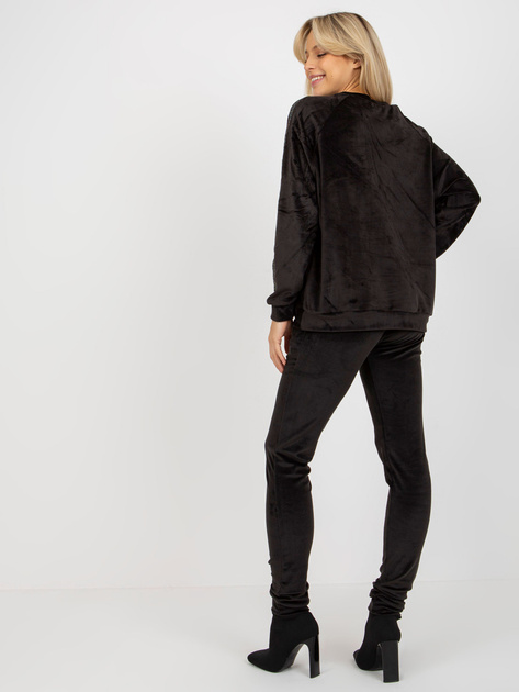 Hurt Czarny dwuczęściowy komplet welurowy z aplikacją