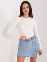 Hurt Ecru sweter klasyczny z okrągłym dekoltem 