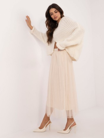 Hurtownia Beżowa tiulowa spódnica z podszewką