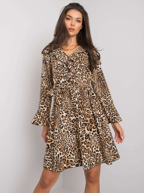 Beżowo-czarna sukienka w cętki Bexxley