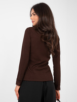 Czekoladowa bluzka z koronkowym wykończeniem 