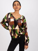 Brown-khaki patterned velor blouse Liliana