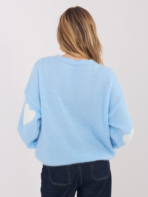 Jasnoniebieski sweter oversize z okrągłym dekoltem