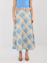 Niebieska zamszowa spódnica z paskiem 