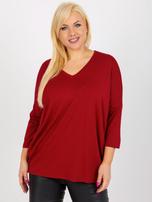 Hurt Bordowa codzienna bluzka plus size basic z wiskozy