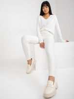 Hurtownia Ecru damskie spodnie dzianinowe ze ściągaczem