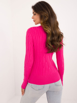 Hurtownia online Fuksjowy dopasowany sweter we wzory