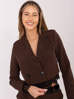 Brązowa marynarka z koronkowym wykończeniem