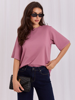 Dunkelrosa T-Shirt mit längerem Rücken RUE PARIS.