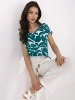 Ciemnozielona bluzka z roślinnym motywem SUBLEVEL