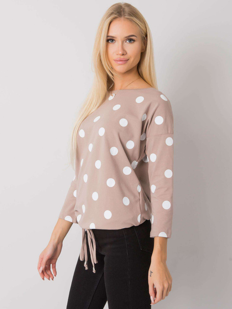 Ciemnobeżowa bluzka w grochy Riverton RUE PARIS