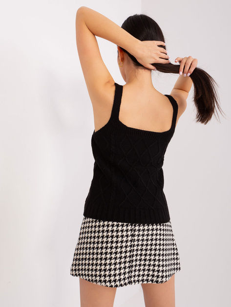 Hurt Czarny dzianinowy komplet z bufiastym rękawem