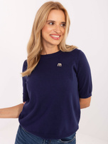 Granatowy damski sweter z okrągłym dekoltem