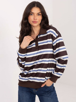 Czekoladowa bluza z guzikami przy dekolcie