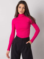 Fuksjowa prążkowana bluzka z golfem Elisee RUE PARIS