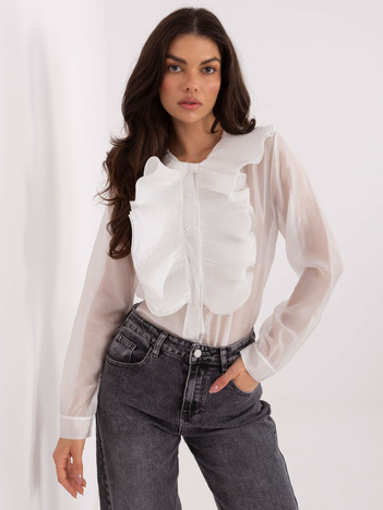 Biała elegancka koszula z plisowaniem