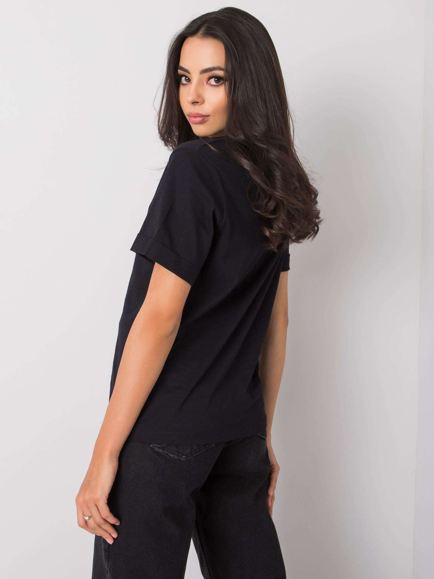 Schwarzes Baumwoll-T-Shirt Guida.