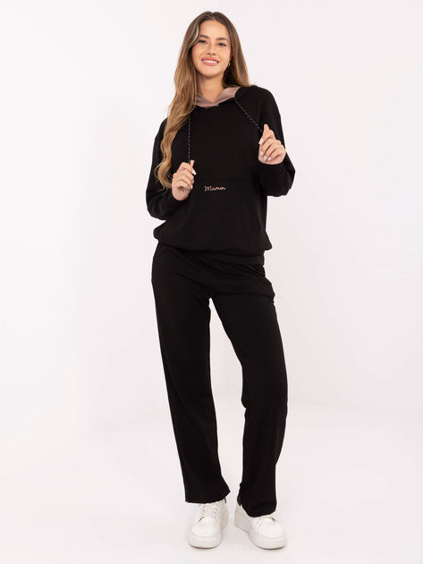 Czarno-beżowy dresowy komplet z prostymi spodniami