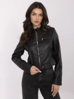 Czarna damska kurtka biker z ekoskóry 