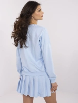 Jasnoniebieski damski komplet z bluzą bez kaptura