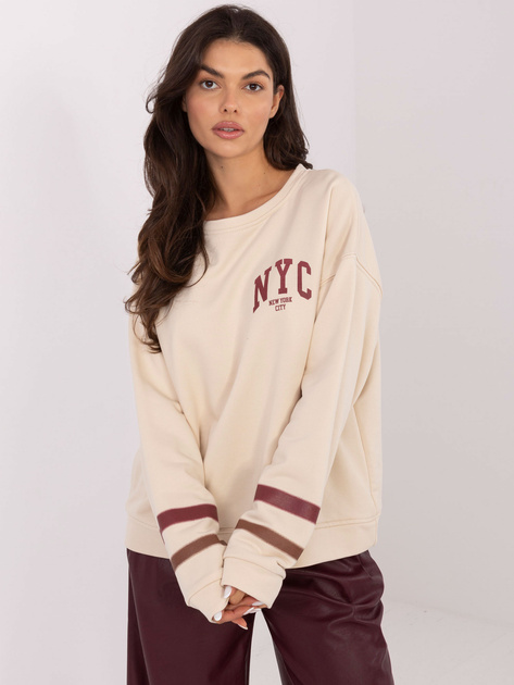 Beżowa damska bluza z nadrukiem na plecach