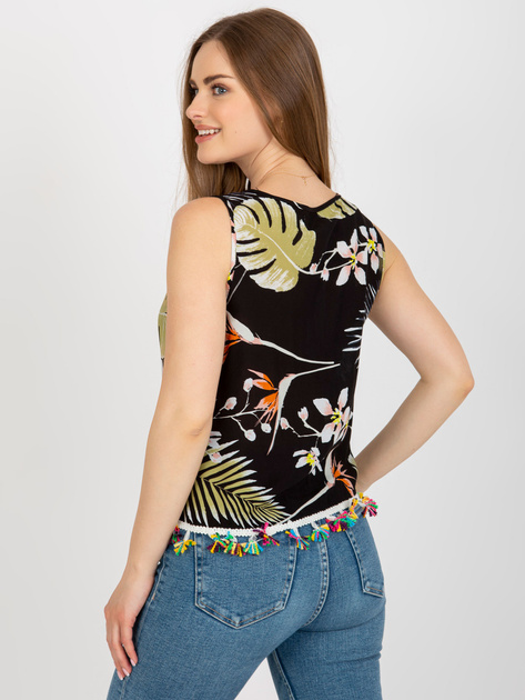 Hurt Czarna krótka bluzka z nadrukiem bez rękawów