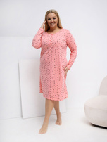 Brzoskwiniowa nocna koszula plus size z guzikami przy dekolcie
