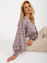 Hurt Biało-brudnoróżowa koszula z nadrukiem z imitacji satyny