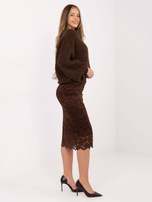 Brązowa koronkowa spódnica z podszewką