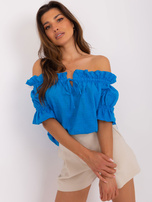 Hurt Blue cotton off-the-shoulder blouse.