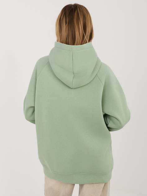 Pistacjowa damska bluza z wypukłym napisem RUE PARIS