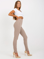 Hurtownia Ciemnobeżowe legginsy basic z suwakiem RUE PARIS 