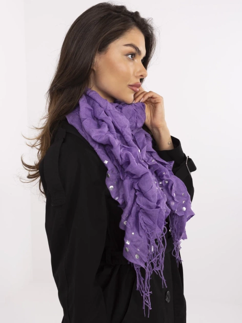 Fioletowa damska chusta z frędzlami