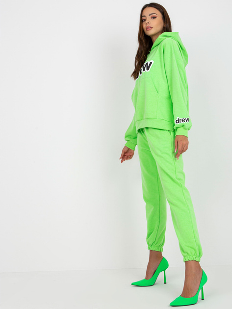Fluo zielony dwuczęściowy komplet dresowy z kieszeniami