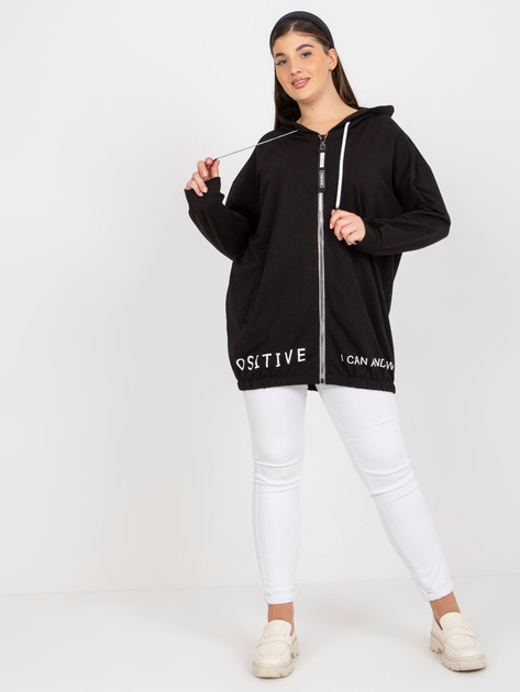 Hurtownia Czarna rozpinana bluza plus size z napisami