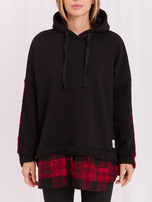 Schwarz-rote Damenhoodie mit Kapuze Freyah RUE PARIS.