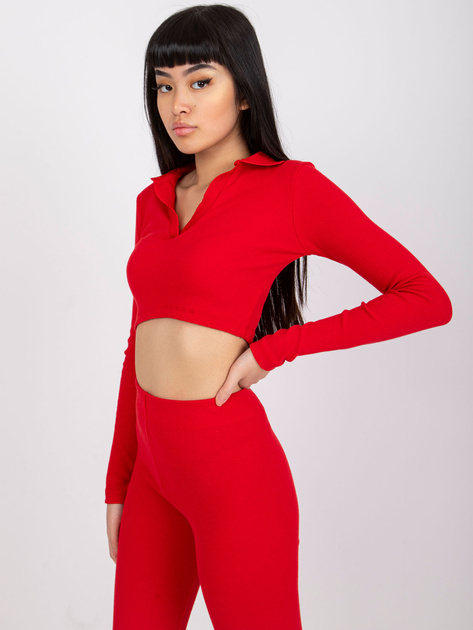 Czerwona krótka bluzka w prążek Flores RUE PARIS