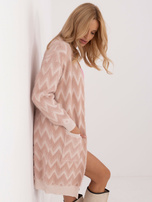 Hurt Brudnoróżowy luźny kardigan z długim rękawem