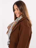 Jasnoszara damska chusta z frędzlami