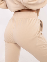 Hurt Beżowy dresowy komplet basic z bluzą oversize