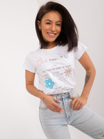 Hurt White women's t-shirt with BASIC FEEL GOOD print.